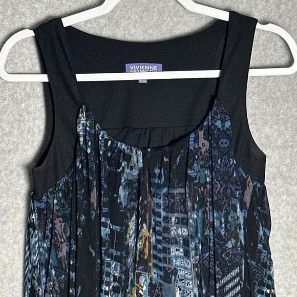 Vivienne Tam Sz XS Abstract Scoop Neck Shift Mini Dress Lined Artsy Flowy Modern - Picture 8 of 10